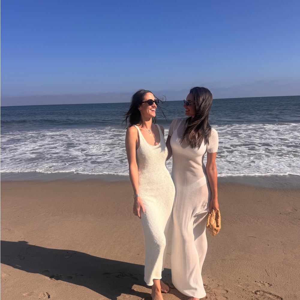 Lovers + Friends Cream Ribbed Short Sleeve Top